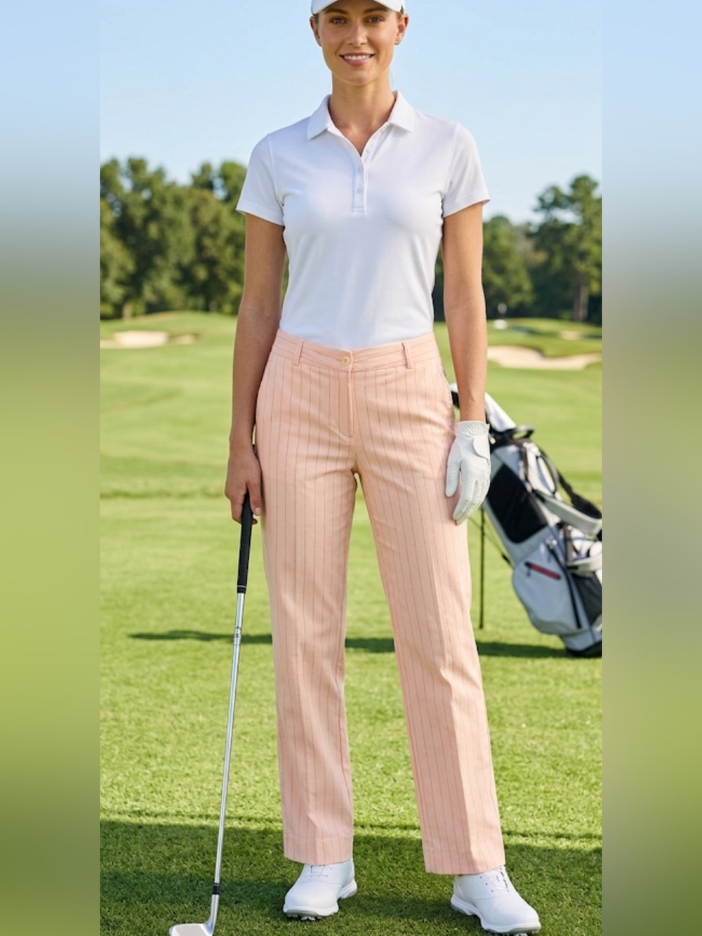 Sport Haley Light Pink Striped Straight Leg golf sports Pants